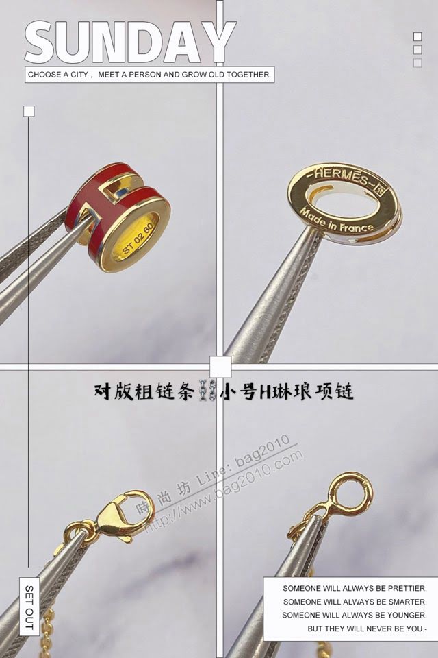 Hermes首飾品 愛馬仕H琳琅迷你項鏈 Hermes對版紅色粗鏈條  zgh1523